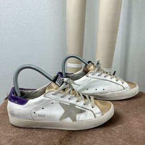 Golden Goose Deluxe Brand Superstar Lace Up Suede Patent Leather Sneakers